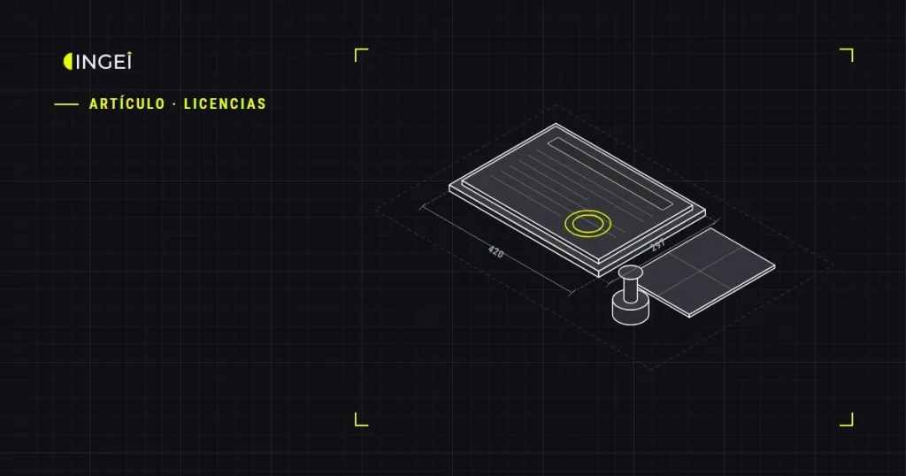 Dibujo isométrico de un expediente técnico con sello y planos