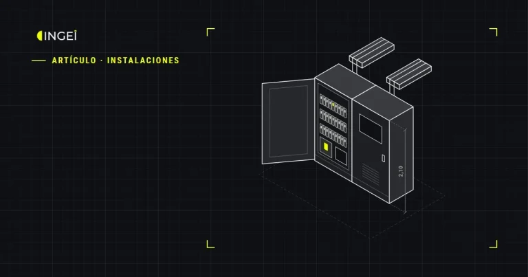 Dibujo isométrico de un cuadro eléctrico abierto con sus protecciones